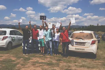 Happy graduates of Pavel Jekov Rally School receiving their certificates