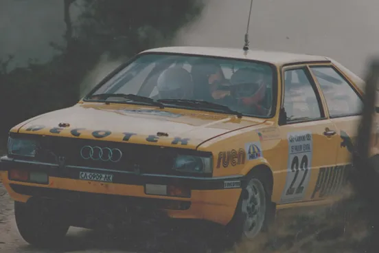 Pavel Jekov during a race in his sports Audi