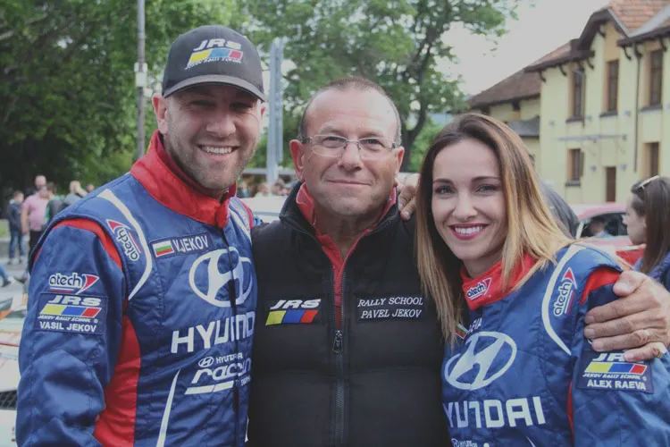Vasil and Pavel Jekov with Alex Raeva at a rally championship