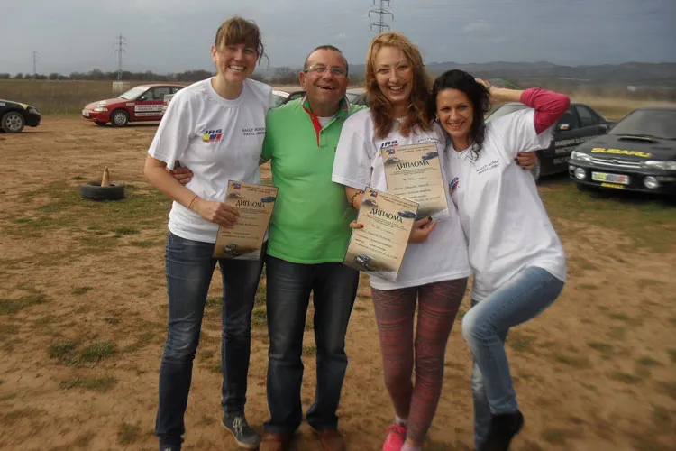 Vasil Jekov, Lora and her friends with diplomas after successfully completing the rally school