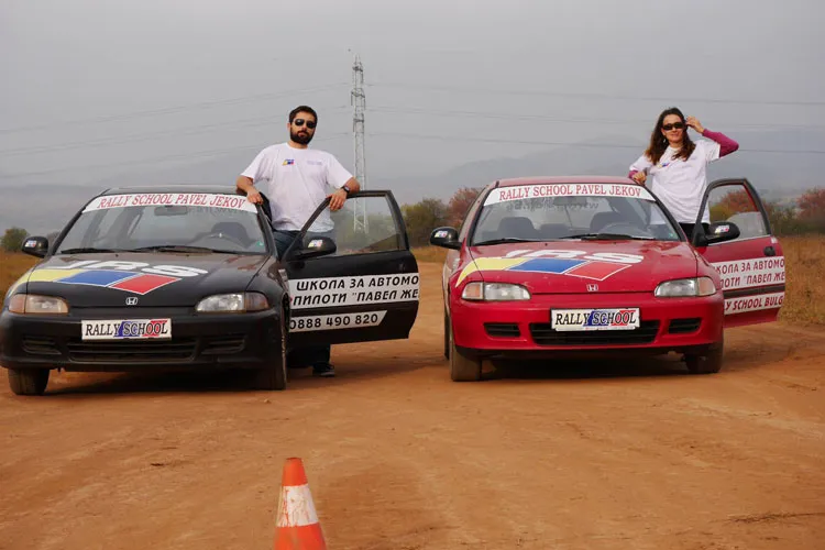 Velina and Kaloyan in our Honda sports cars