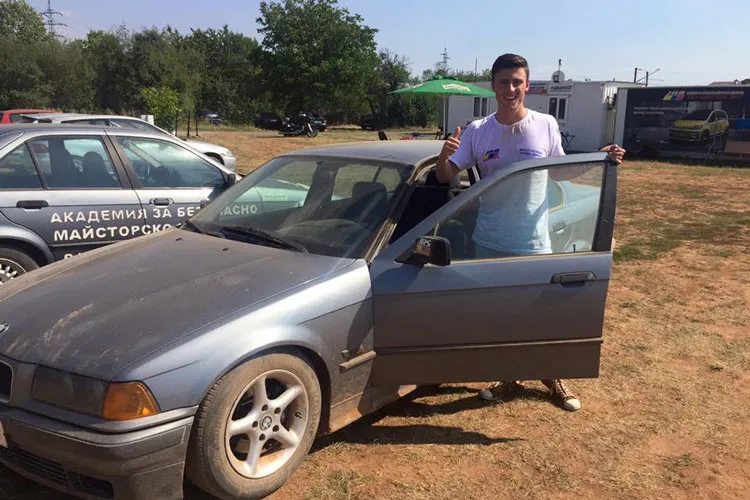 Mark Apostolov next to our sports BMW after completing the course